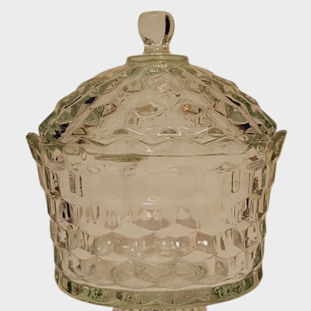 HOMCO Glass Bowl Vintage Candy Dish With Lid